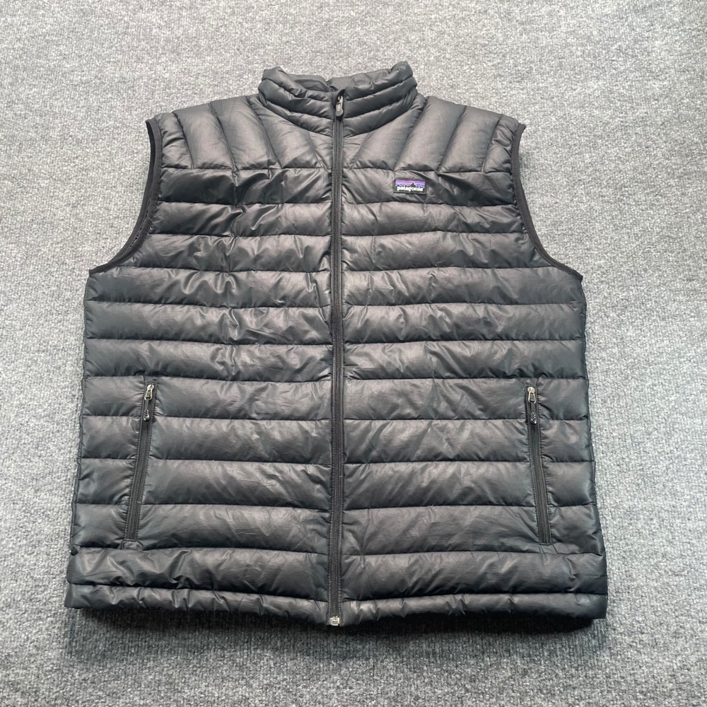 Patagonia Down Sweater Vest Men's Large Black 84621 Gorpcore Puffer Pockets